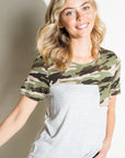 e Luna Plus Pin Stripe Camo Mix Pocket Top