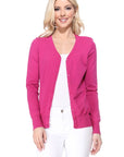 MAK Women's V-Neck Button Down Knit Cardigan Sweater