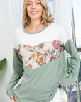 Plus Sage Floral Mixed Colorblock Top - Online Only - My Pampered Life Seattle