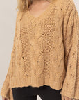 HYFVE Cable Knit V-Neck Sweater