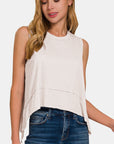 Zenana Slit High-Low Round Neck Tank