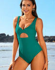 Women Cutout Scoop Neck One Piece Bathing Suit