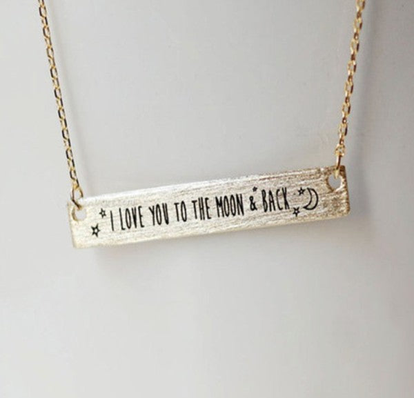 I Love You To The Moon and Back Necklace Silver or Gold