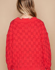 POL Checkered Distressed Edge Sweater