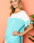 e Luna Solid Striped Baby Doll Top