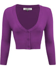 Mak Women's Cropped Bolero 3/4 Sleeve Cardigan