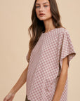 Annie Wear Checkered Round Neck Short Sleeve T-Shirt