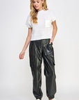 Relaxed Vegan Leather Cargo Pants