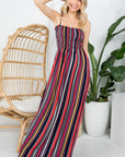 e Luna Striped Smocked Maxi Dress