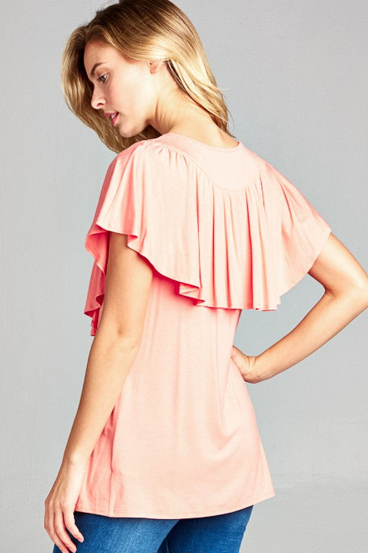 Solid Ruffle Detail Top - Online Only