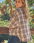 And The Why Full Size Button Up Raw Hem Plaid Shirt