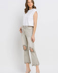 Lovervet Distressed Raw Hem Cropped Flare Jeans