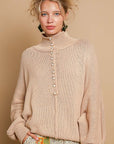 POL Pearl Detail Turtleneck Long Sleeve Sweater