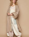 POL Flower Lace Trim Open Front Longline Cardigan