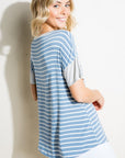 e Luna Striped Solid Mixed Boxy Top