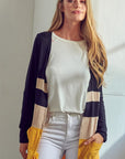 e Luna Solid Jersey Colorblock Cardigan