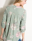 e Luna Floral Split Neck Top