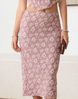 Tasha Apparel Floral Embroidered Top and Long Waist Skirt Set