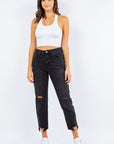 American Bazi High Waist Distressed Cropped Straight Jeans