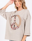 SAGE + FIG Floral Peace Patch Round Neck Top