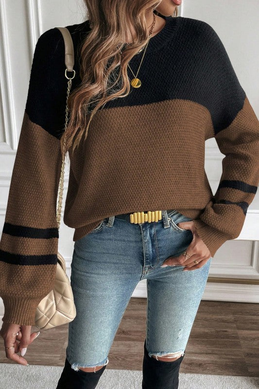 Colorblock Stripe Long Sleeve Sweater