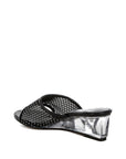 Tempra Mesh Clear Heel Wedge Sandals