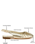 Berni Metallic Square Toe Flat Slingbacks