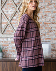 Heimish Full Size Plaid V-Neck Long Sleeve Top