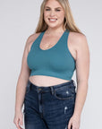 ZENANA Plus Ribbed Cropped Racerback Tank Top