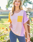 Hailey & Co Full Size Color Block Short Sleeve Top