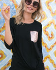 e Luna PLUS Solid Sequin Pocket Tunic