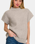 Zenana Short Sleeve Mock Neck Sweater