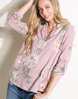 e Luna Floral Split Neck Top