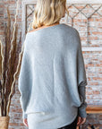 First Love Full Size Asymmetrical Hem Dolman Sleeve Sweater