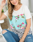 e Luna Floral Striped Mixed Top