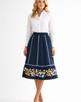 Wynne Cotton Poplin Skirt with Embroidery & Sparkles
