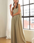 ADORA Square Neck Wide Leg Overalls with Pockets