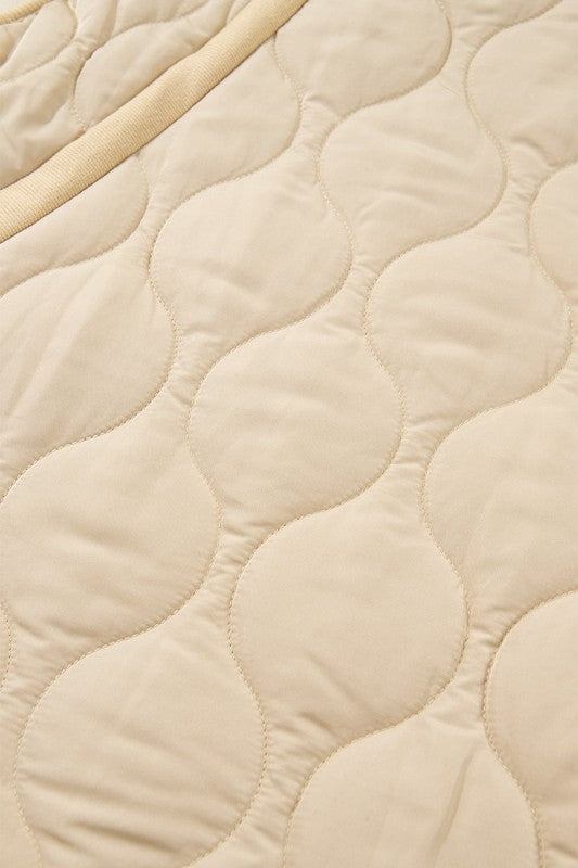 Solid Quilted Fleece Lined Zip Up Jacket Vest