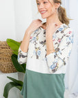 e Luna PLUS Floral Mixed Colorblock Top