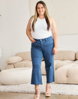 RFM Crop Chloe Full Size Tummy Control High Waist Raw Hem Jeans