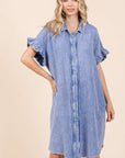 Mittoshop Mineral Wash Cotton Gauze Mini Shirt Dress