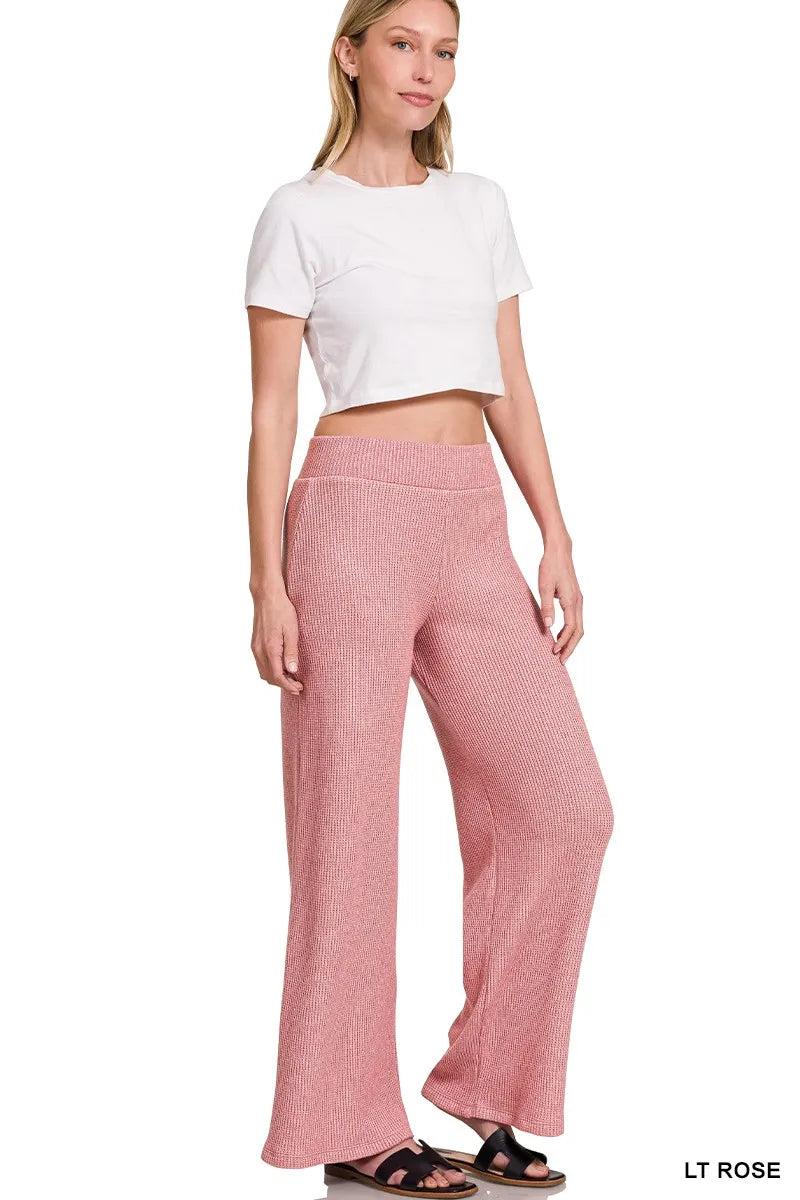 Zenana Sweater Boxy Top & Long Pants Set in Rose