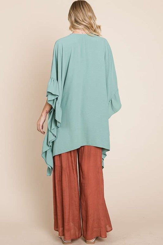 Jade By Jane Wide Sleeve Ruffle Kimono