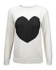 Love Heart Jacquard Round Neck Pullover Sweater