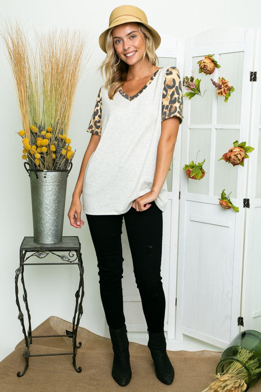 e Luna Plus Cheetah Solid Mixed Tunic