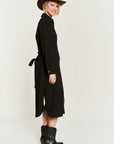 Jade by Jane Solid Button Down Belted Long Dress