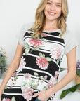 Floral Strip Mix Baseball Top - Online Only - My Pampered Life Seattle