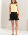 HYFVE High Waist Pleated Linen Shorts