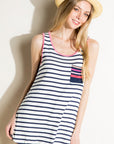 e Luna PLUS Mixed Stripe Pocket Tank Top