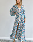 Davi & Dani Printed Long Sleeve Loose Kimono - Online Only